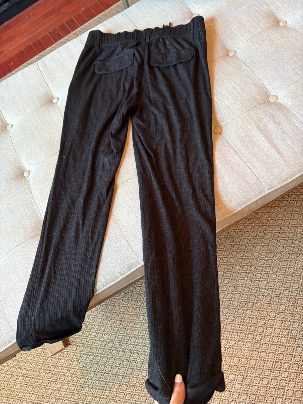 Democracy Grey Ribbed Knit Trouser Sweats High Rise Size Small - Picture 7 of 7